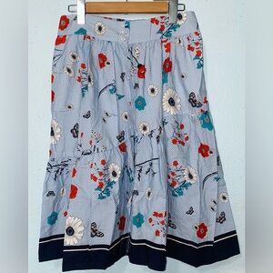 Zara Striped Floral Midi Skirt